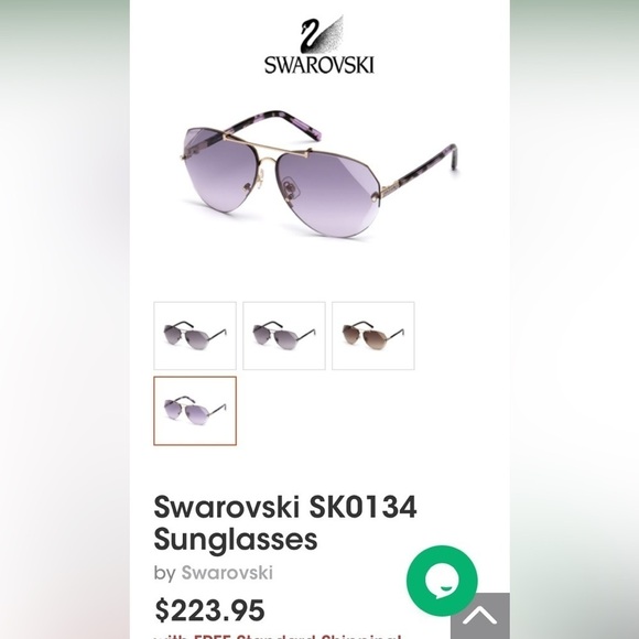 SWAROVSKI Sunglasses SW134 Purple with Crystal Facets at Temples - $224. main image 12